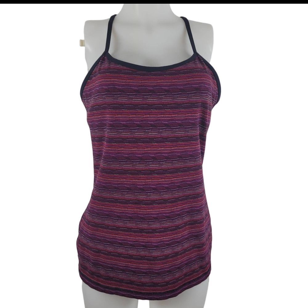 Lululemon Burgundy Pink White Shelf Bra Workout Tank Top 12